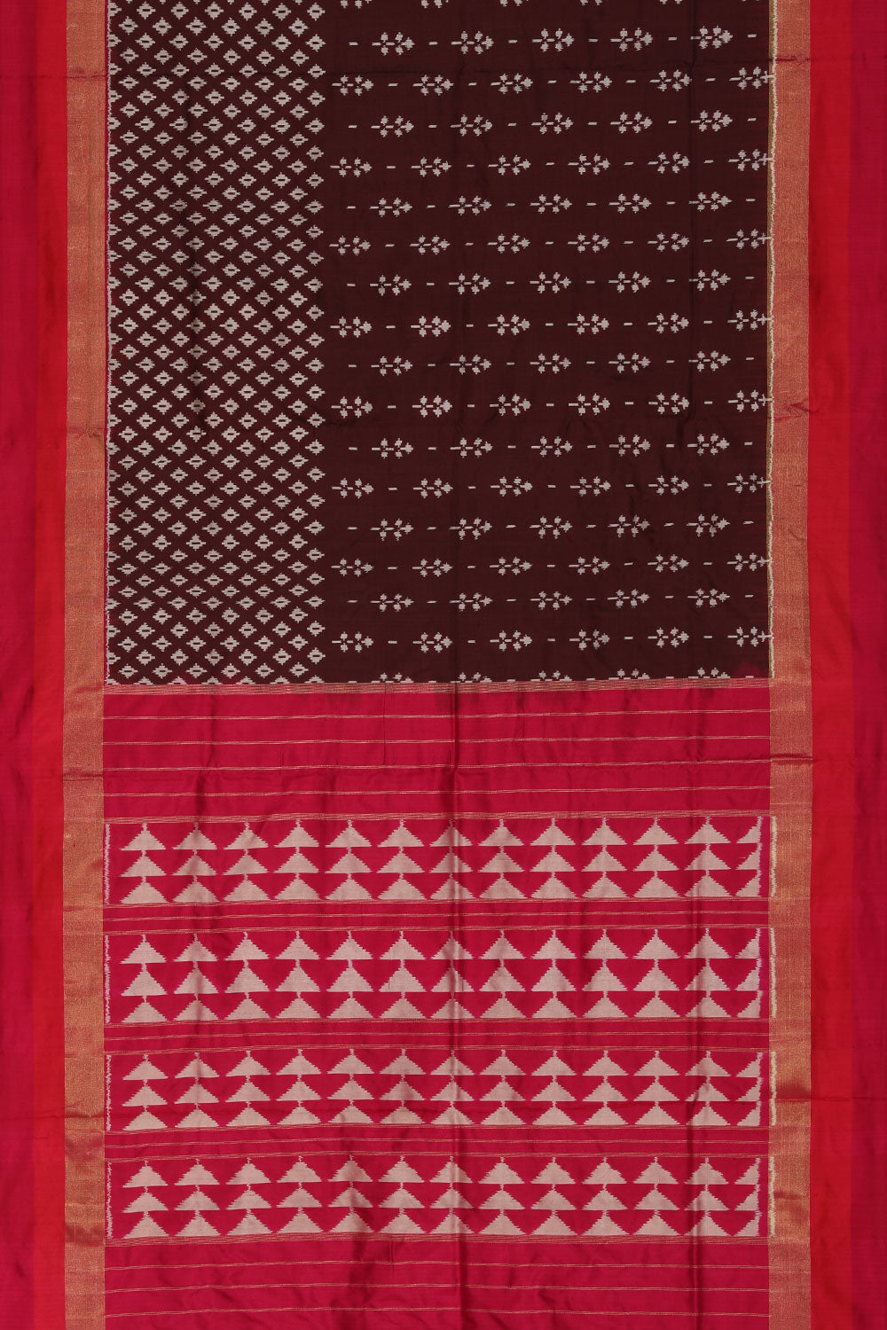 Collection of Pochampally Ikat Silk Maroon Saree in a gallery layout