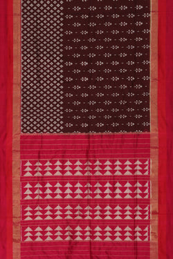 Collection of Pochampally Ikat Silk Maroon Saree in a gallery layout