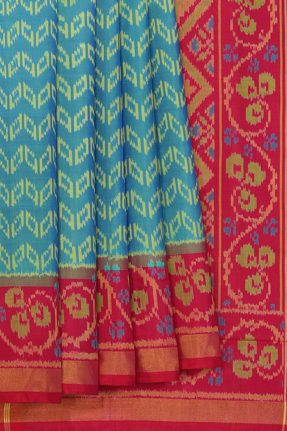 Collection of Rajkot Patola Silk Sea Green Saree in a gallery layout