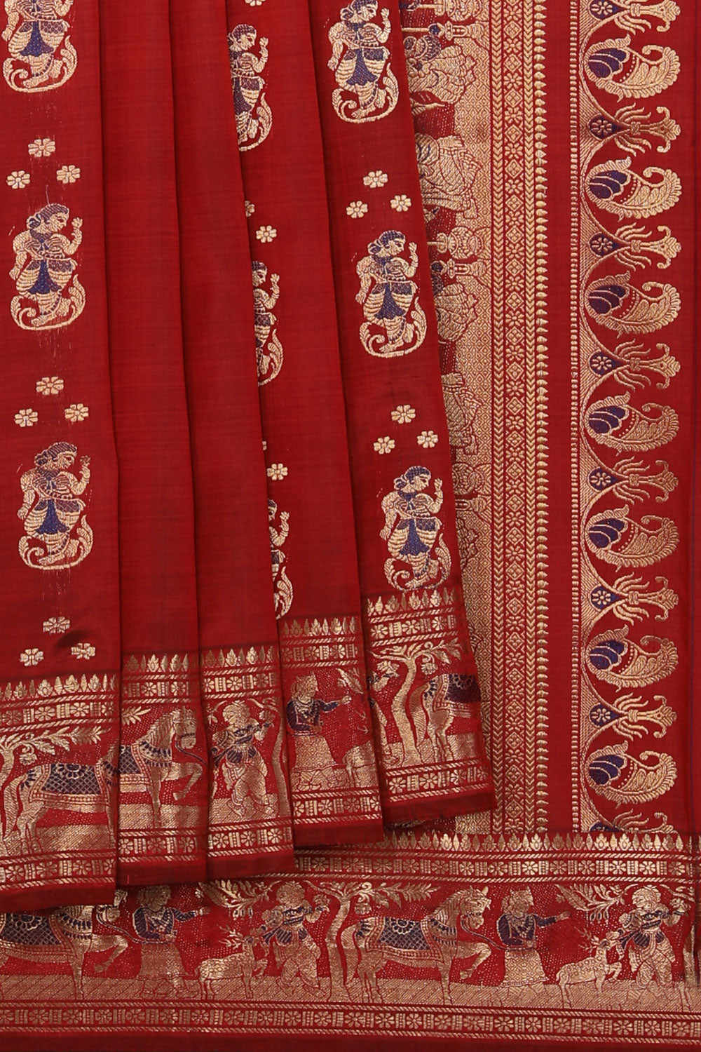 Collection of Baluchari Silk Maroon Saree in a gallery layout