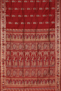 Collection of Baluchari Silk Maroon Saree in a gallery layout