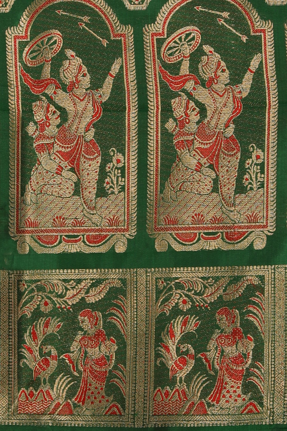 Collection of Baluchari Silk Green Saree in a gallery layout