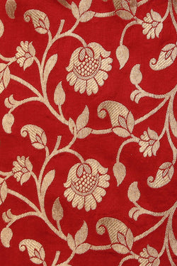 Image of Banarasi Silk Brocade Red Saree