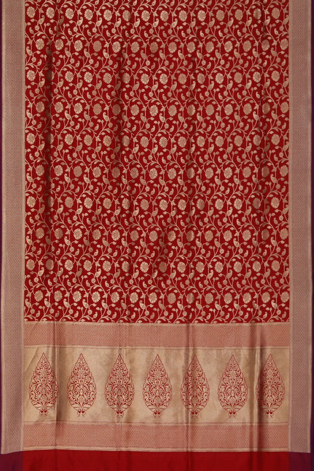 Image of Banarasi Silk Brocade Red Saree