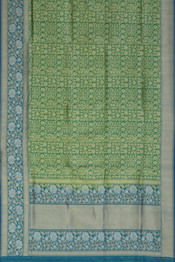 Collection of Banarasi Silk Brocade Green Saree in a gallery layout