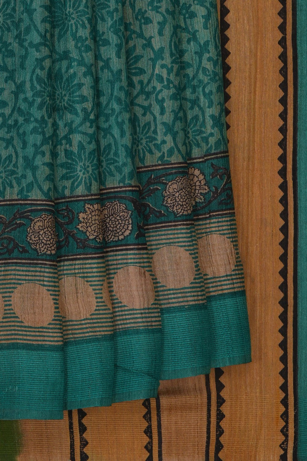 Image of Floral Printed Desi Tussar Silk Saree