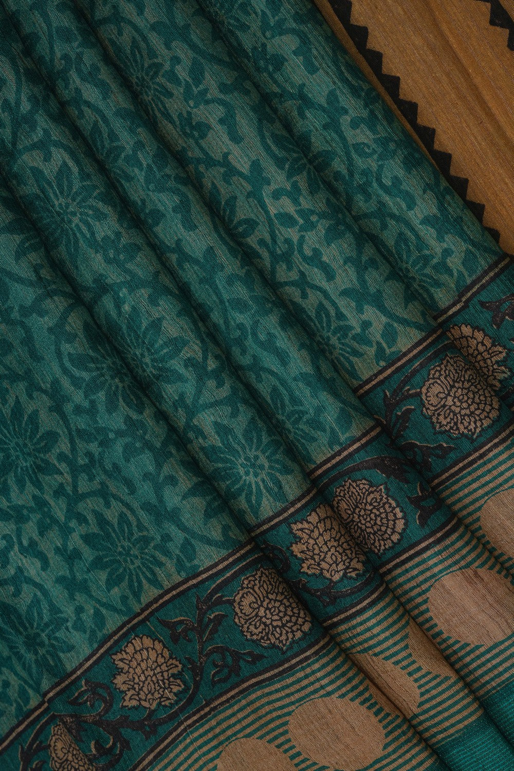 Image of Floral Printed Desi Tussar Silk Saree