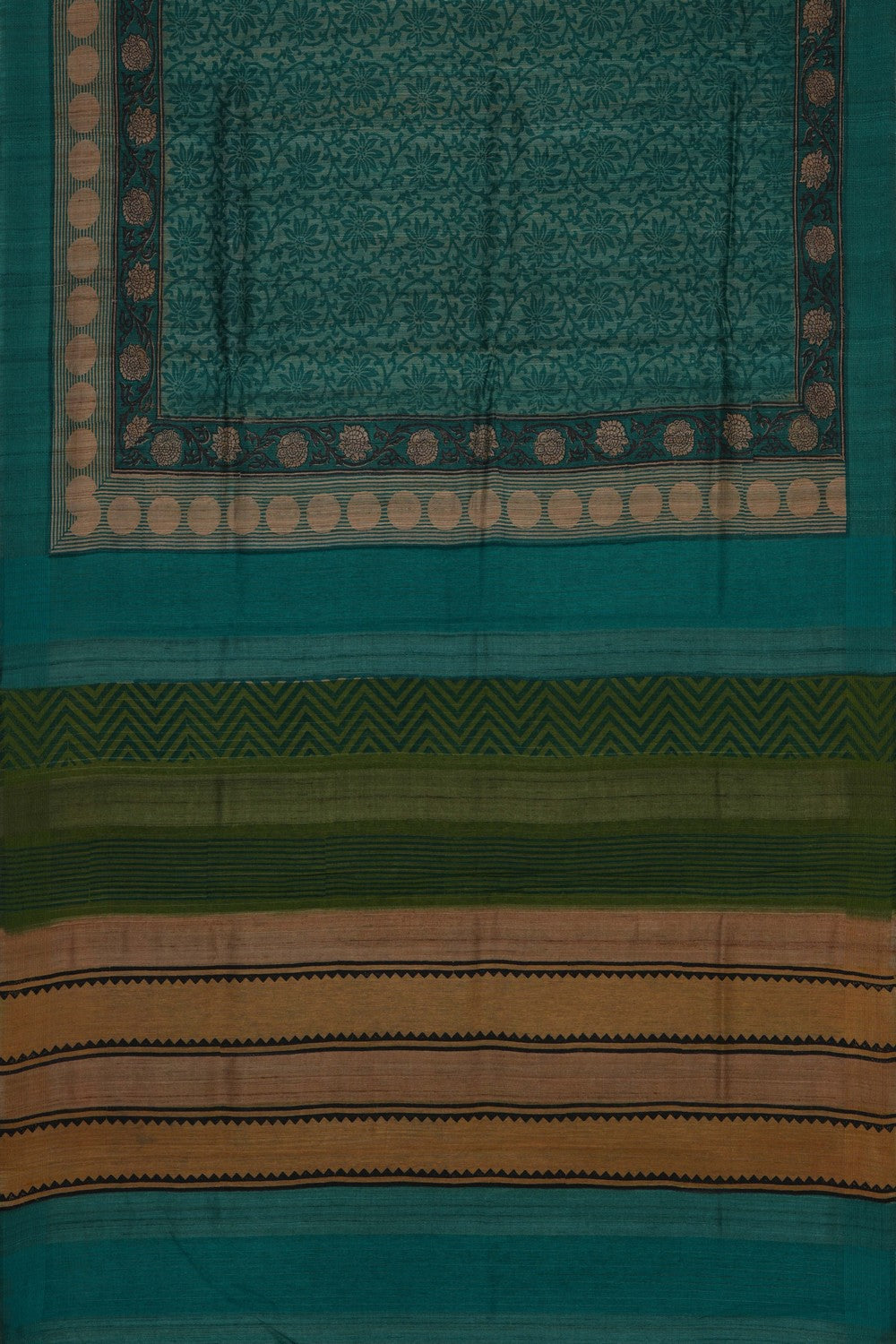 Image of Floral Printed Desi Tussar Silk Saree