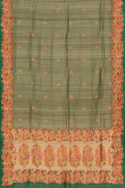 Collection of Tussar Silk Green Saree in a gallery layout