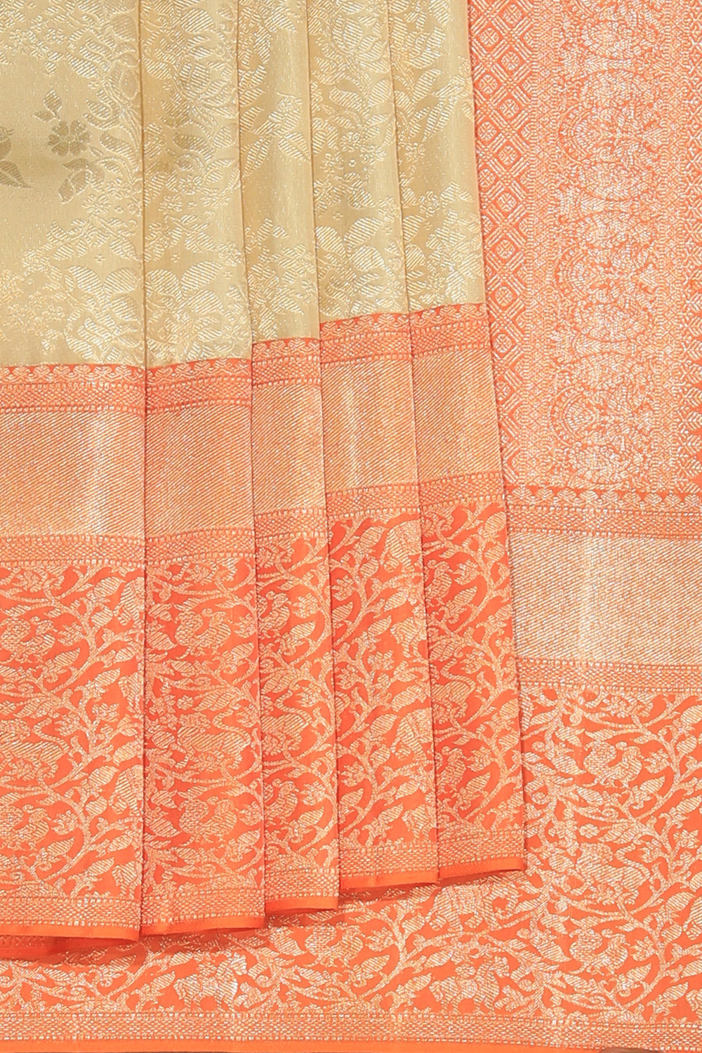 Collection of Arani Silk Brocade Off-White Saree in a gallery layout