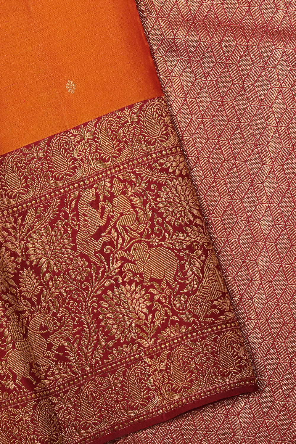 Collection of Kanchipuram Silk Mustard Saree in a gallery layout