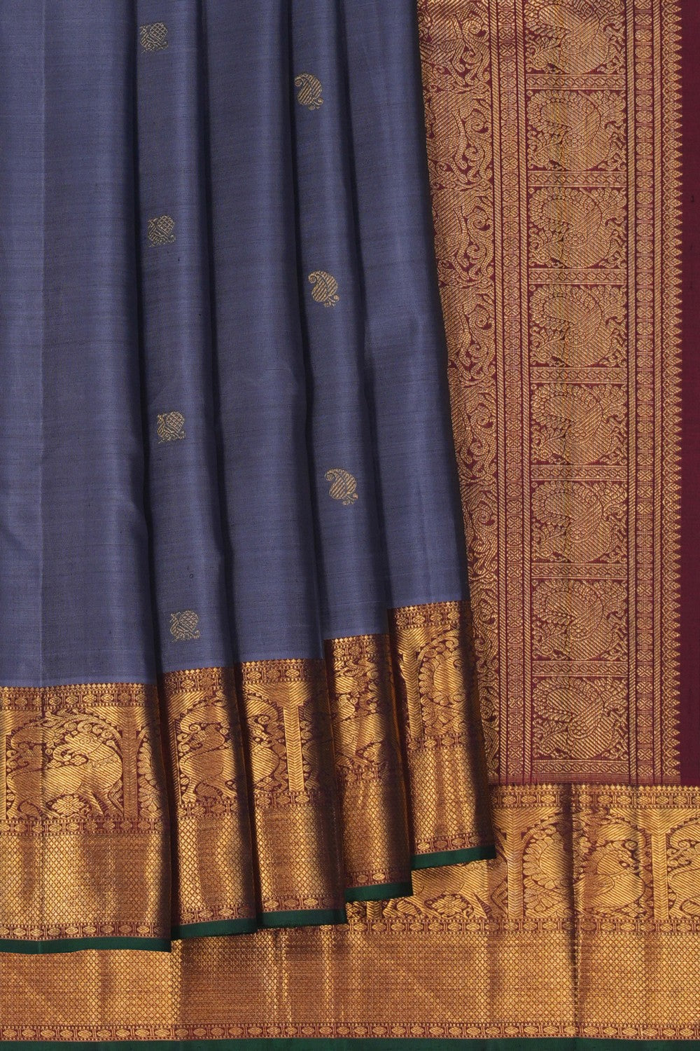 Image of Kanchipuram Silk Grey Saree