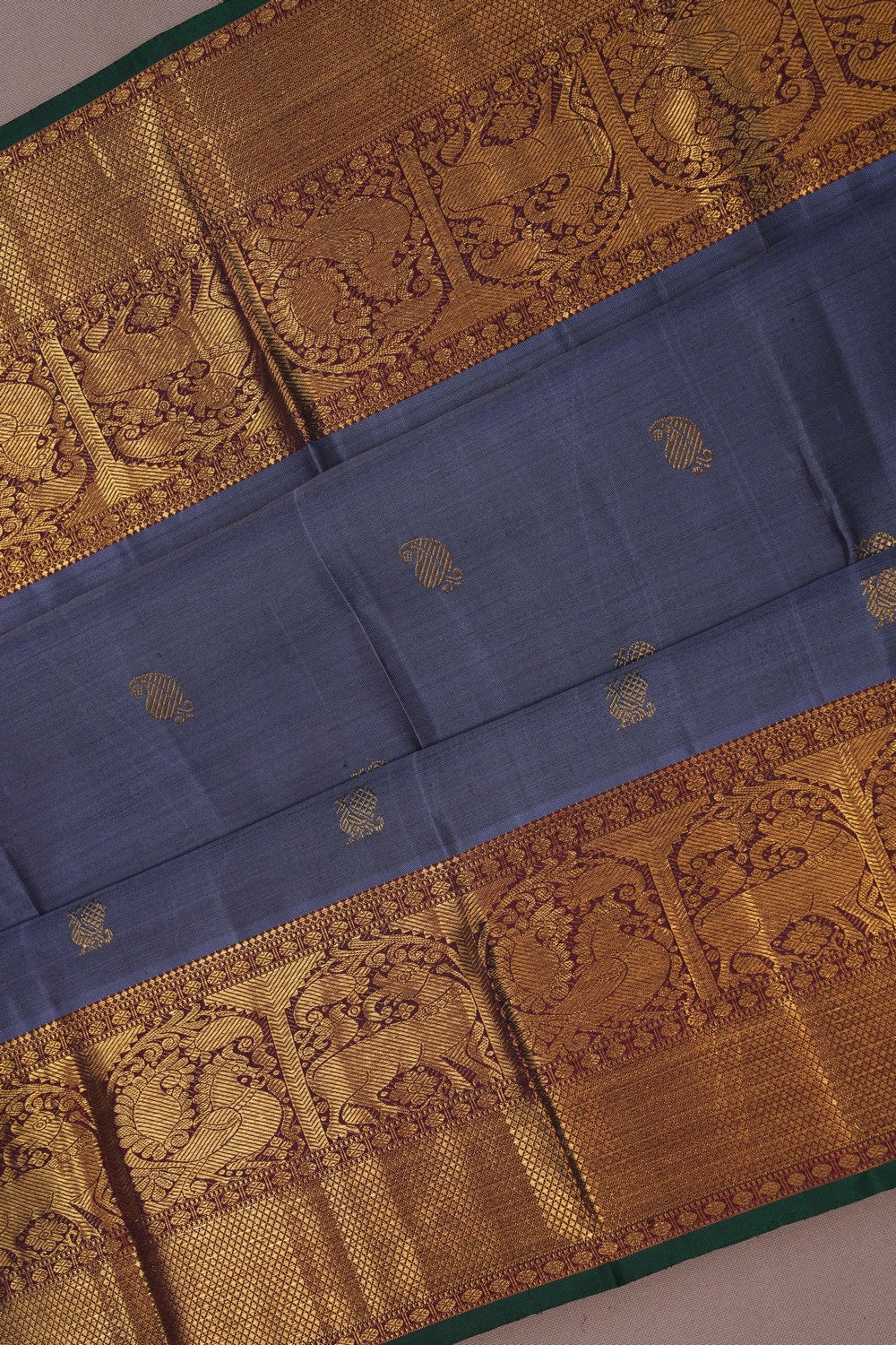 Image of Kanchipuram Silk Grey Saree