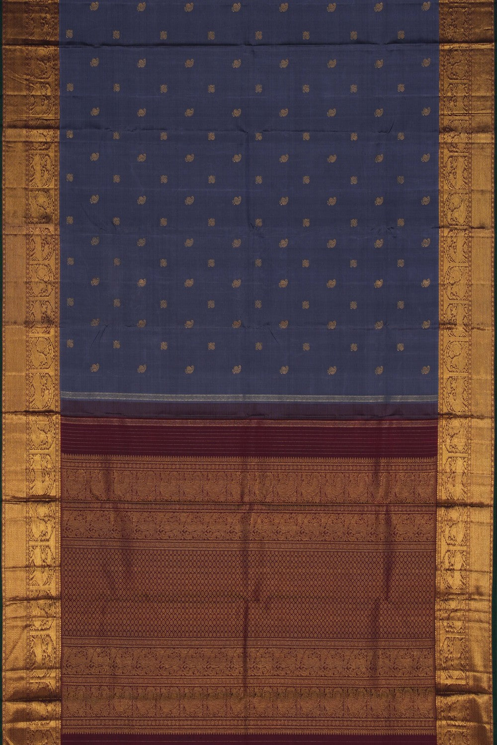 Image of Kanchipuram Silk Grey Saree