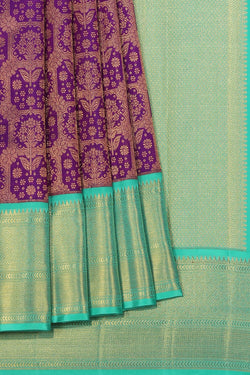 Collection of Kanchipuram Silk Violet Saree in a gallery layout