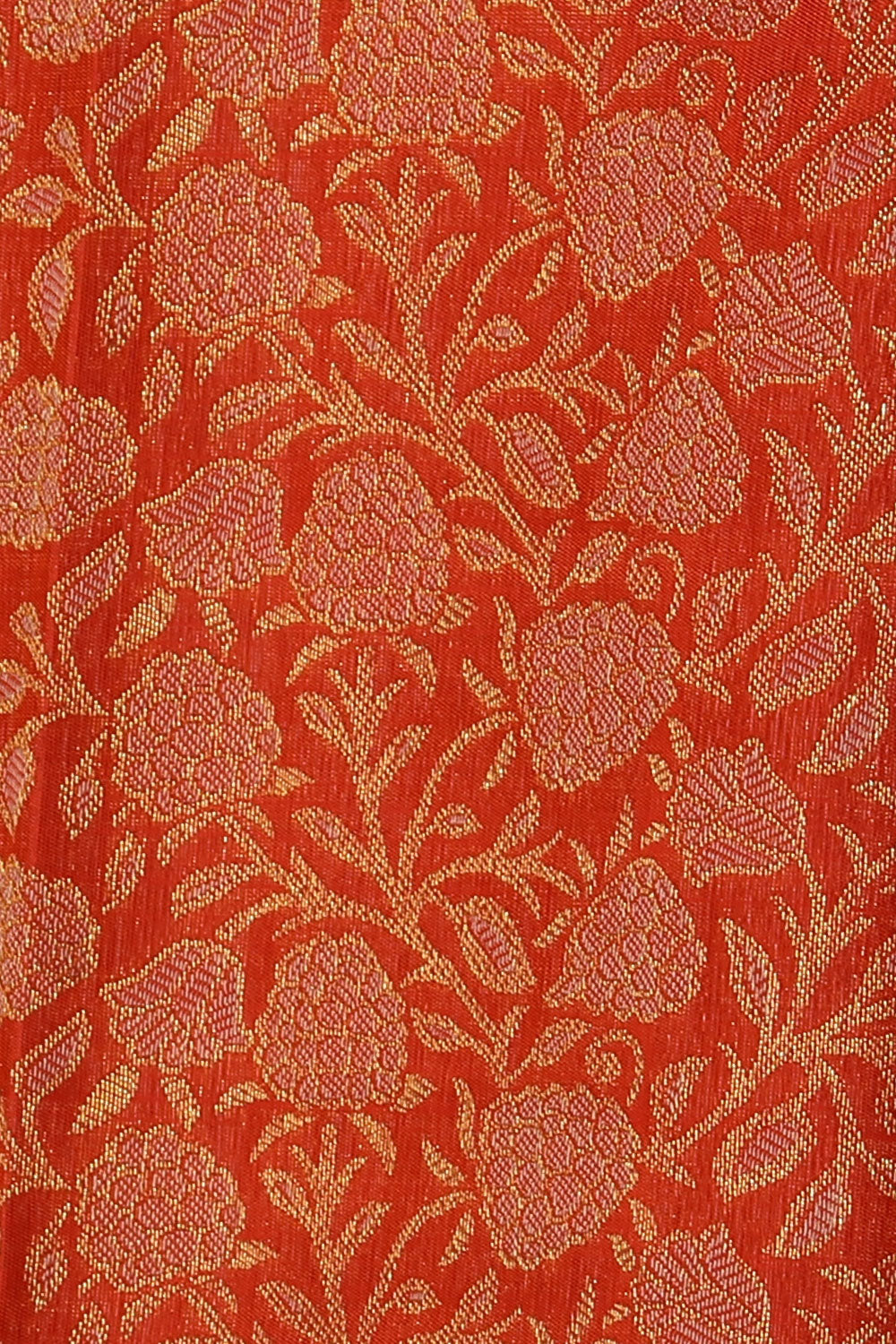 Image of Kanchipuram Silk Brocade Coral Pink Saree