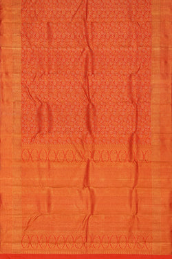 Collection of Kanchipuram Silk Brocade Coral Pink Saree in a gallery layout