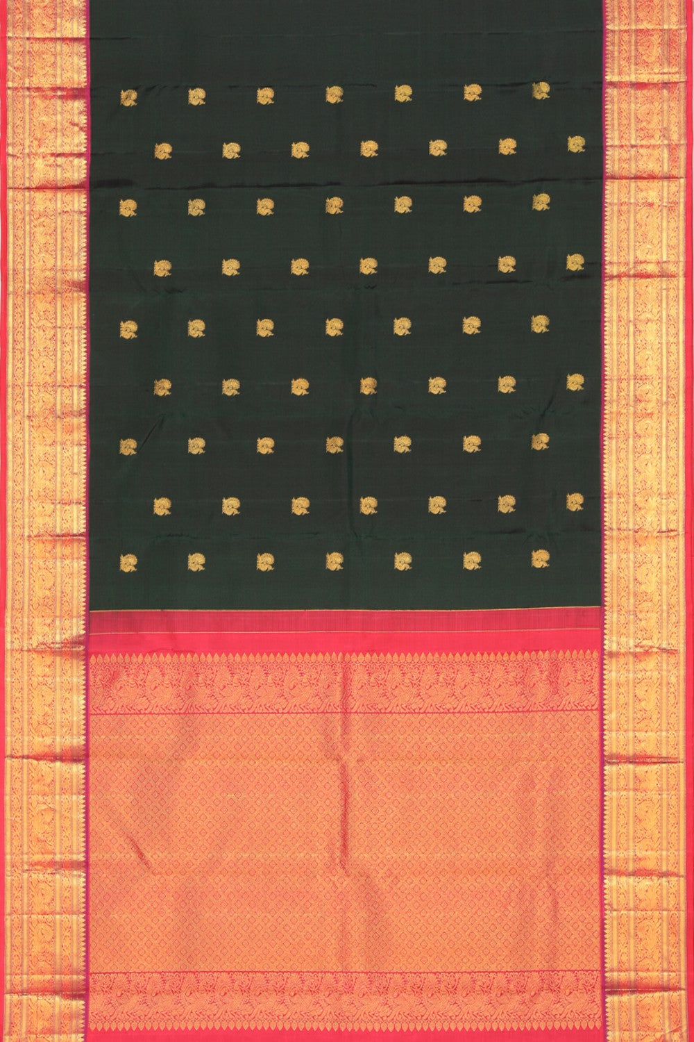 Collection of Arani Silk Bottle Green Saree in a gallery layout