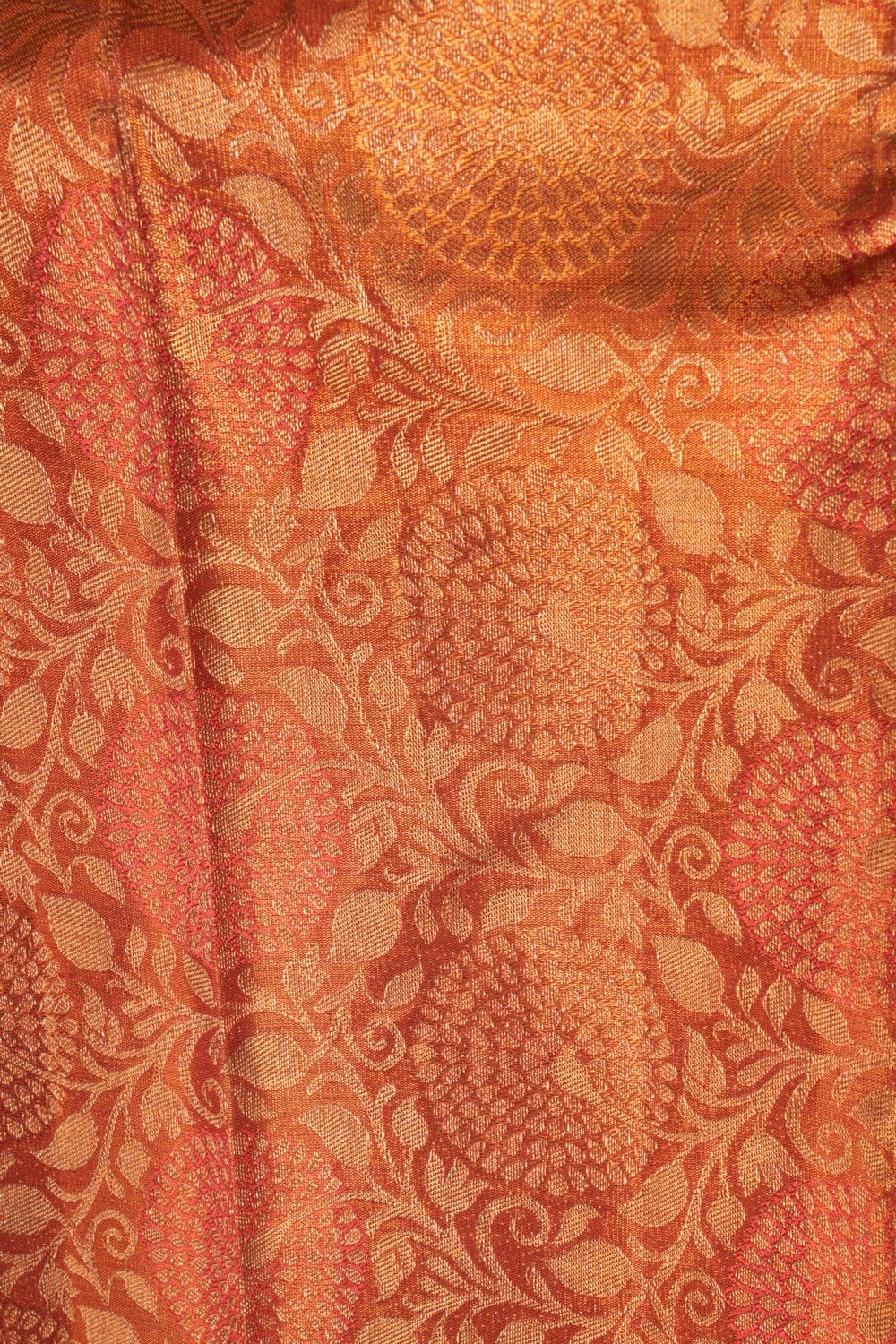Image of Gold Peach Brocade Kanchivaram Silk Saree