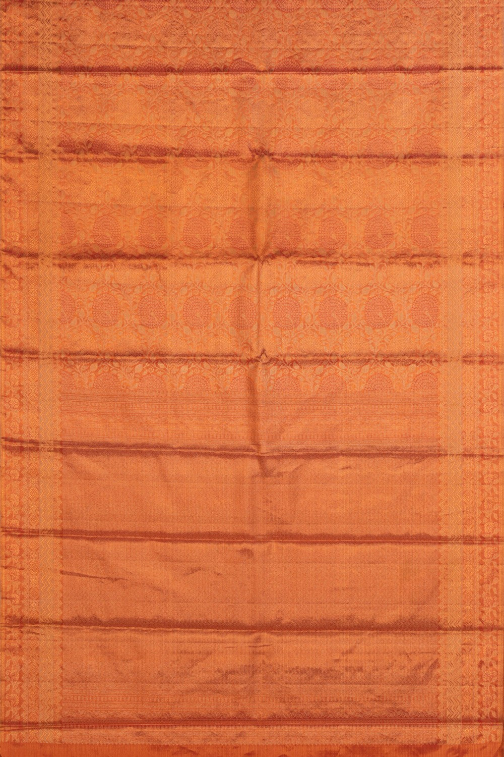 Image of Gold Peach Brocade Kanchivaram Silk Saree