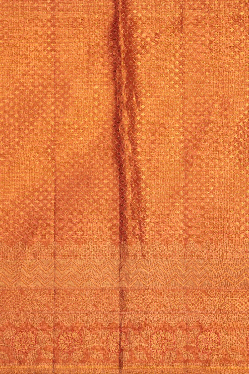 Image of Gold Peach Brocade Kanchivaram Silk Saree