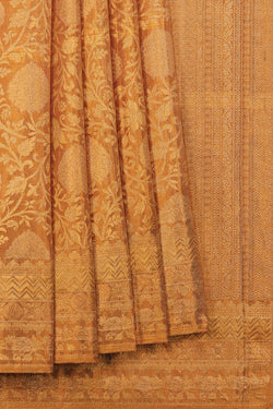 Collection of Kanchipuram Silk Tissue Brocade Gold Saree in a gallery layout