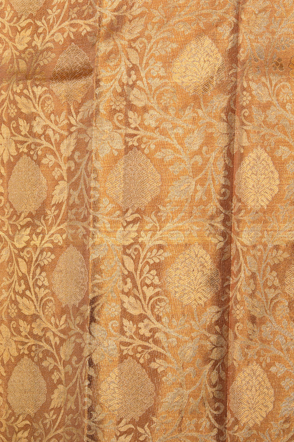 Collection of Kanchipuram Silk Tissue Brocade Gold Saree in a gallery layout