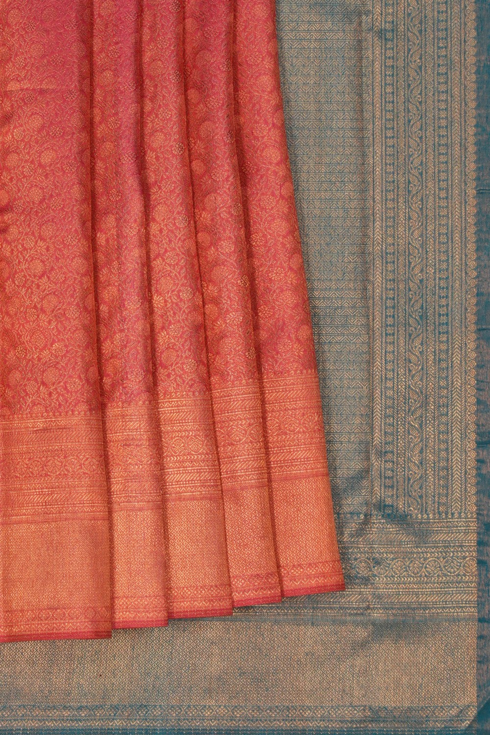 Image of Kanchipuram Brocade Pink Saree