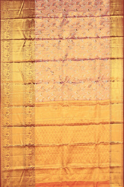 Image of Kanchipuram Silk Tissue Brocade Pink Saree