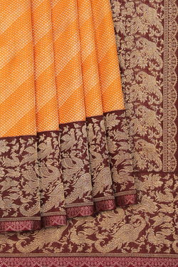 Collection of Arani Silk Brocade Mustard Saree in a gallery layout