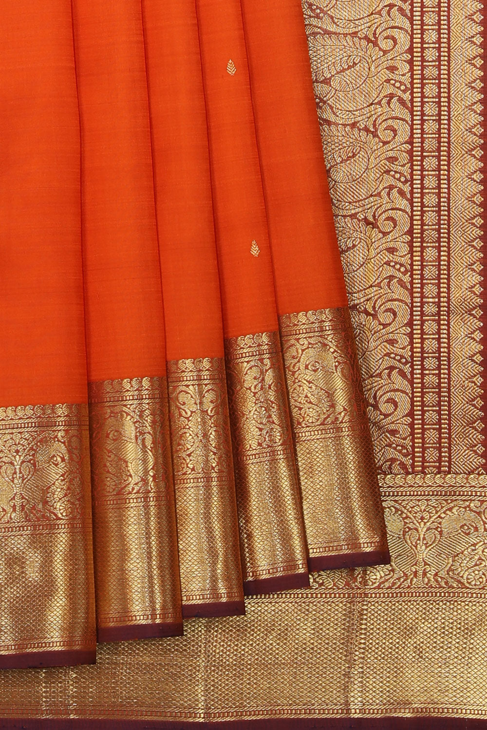 Collection of Gorgeous Silk Orange Saree in a gallery layout