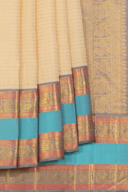 Collection of Arani Silk Off-White Saree in a gallery layout