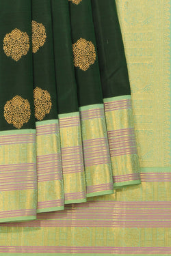 Collection of Arani Silk Bottle Green Saree in a gallery layout