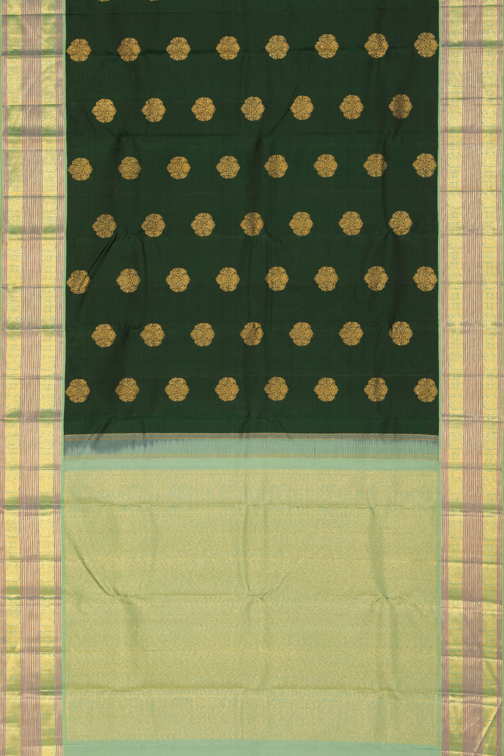 Collection of Arani Silk Bottle Green Saree in a gallery layout