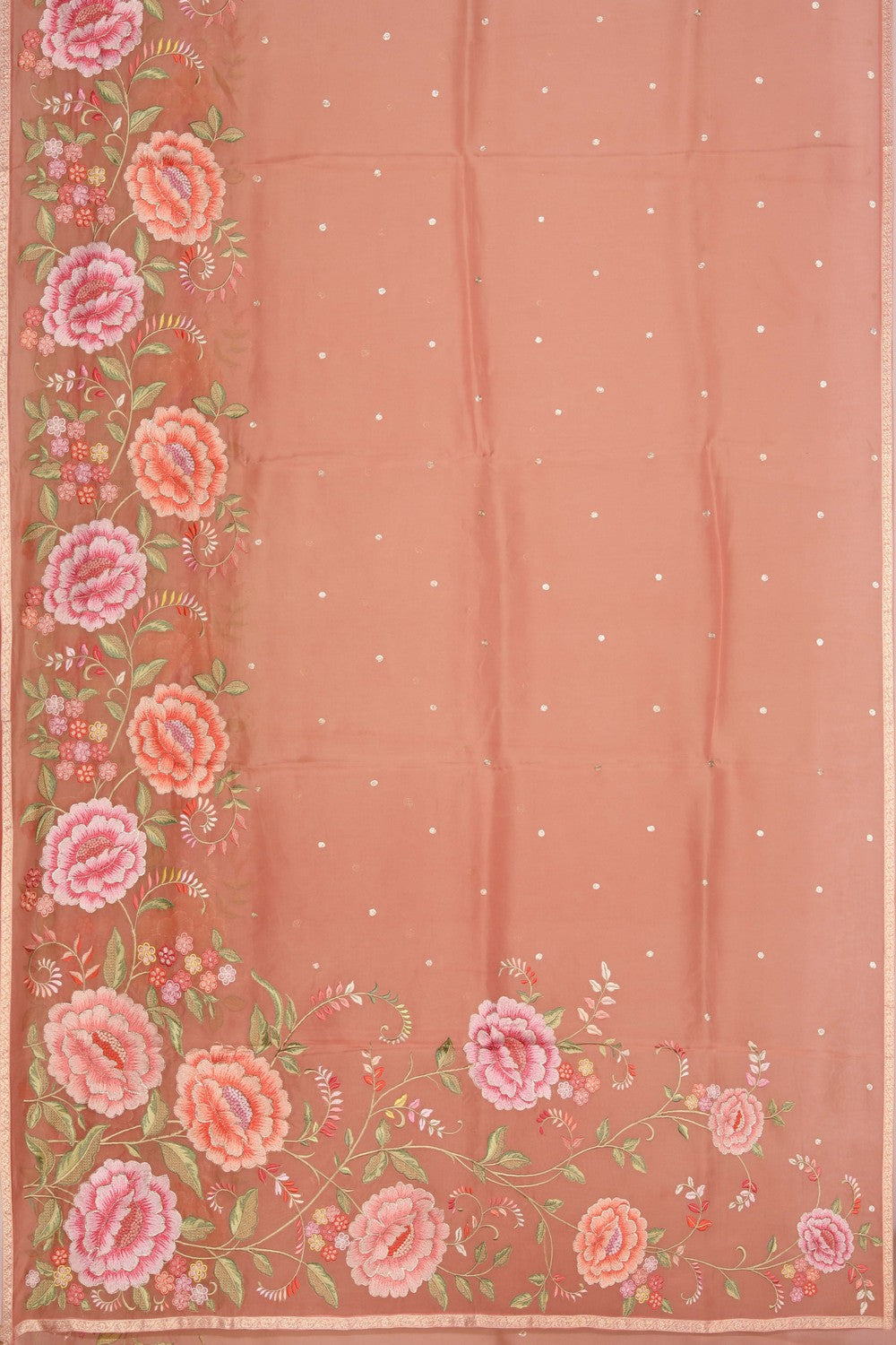 Kora Silk Peach Saree