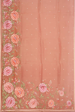 Image of Kora Silk Peach Saree