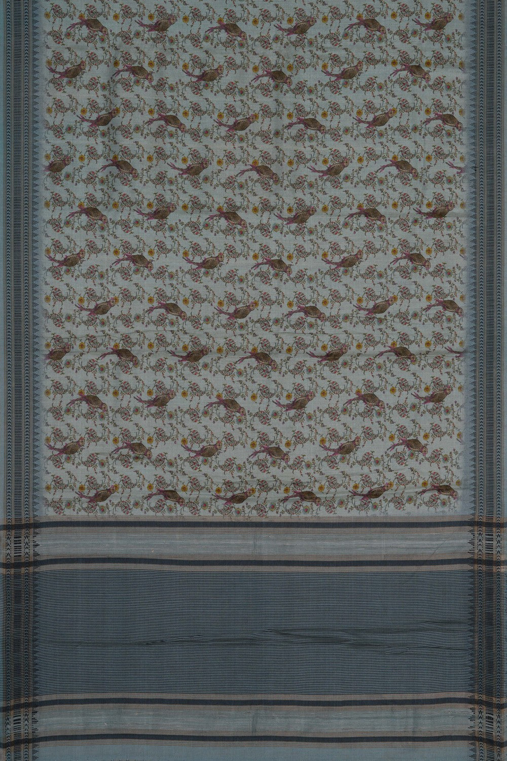 Image of Sea Blue Pashmina Tussar Silk Saree