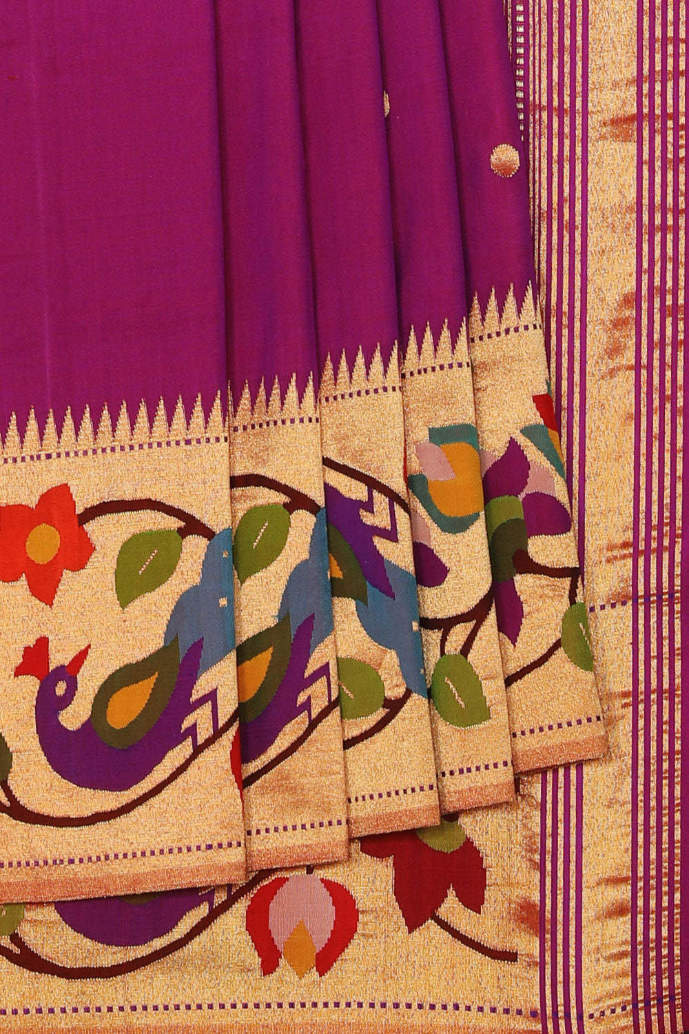 Collection of Paithani Silk Magenta Saree in a gallery layout