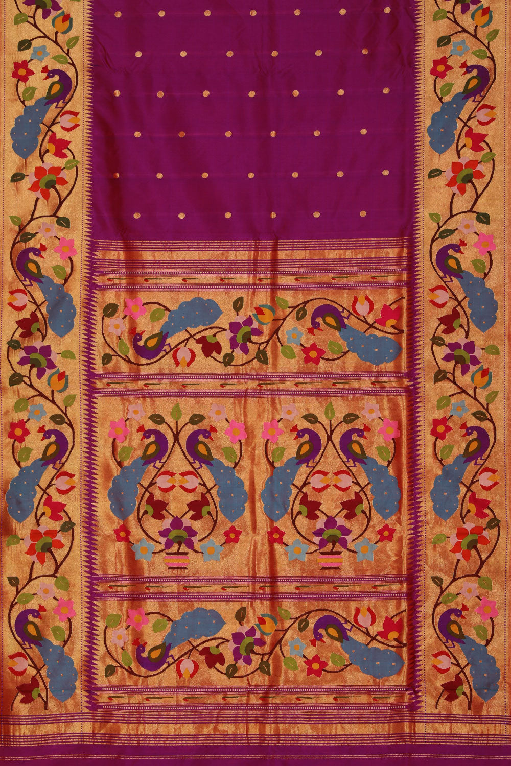 Collection of Paithani Silk Magenta Saree in a gallery layout