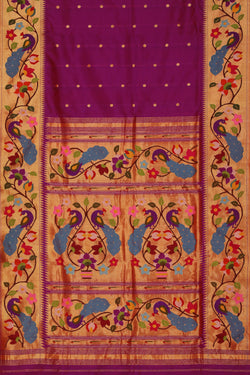 Collection of Paithani Silk Magenta Saree in a gallery layout