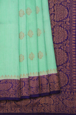 Collection of Banarasi Dupion Silk Turquoise Green Saree in a gallery layout