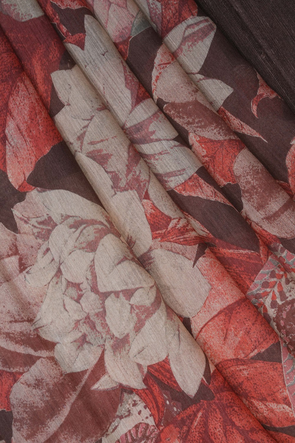 Image of Floral Printed Desi Tussar Silk Saree