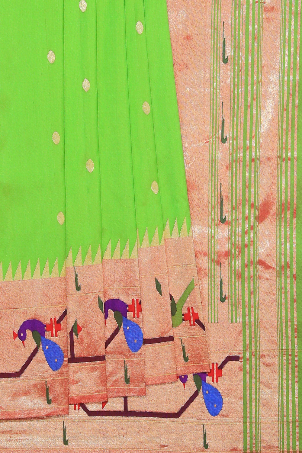 Collection of Paithani Silk Green Saree in a gallery layout