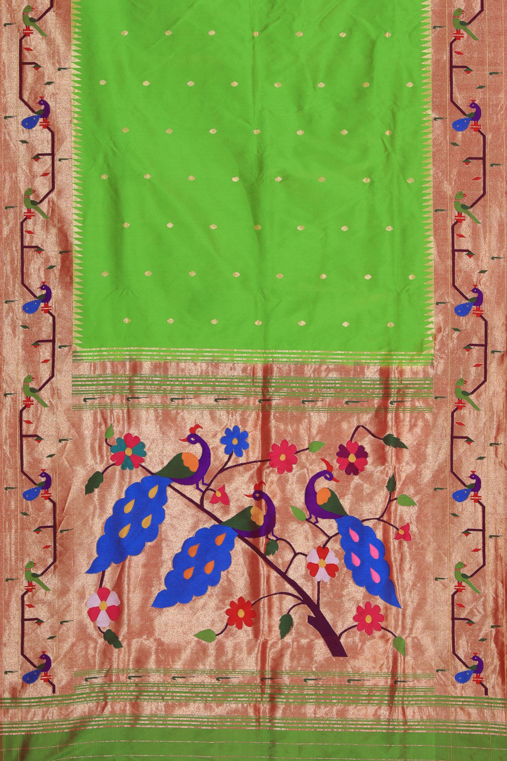 Collection of Paithani Silk Green Saree in a gallery layout