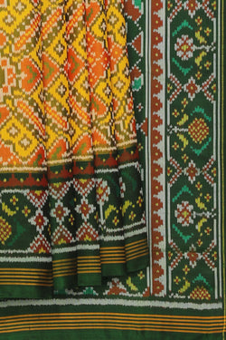 Collection of Rajkot Patola Silk Mustard Saree in a gallery layout