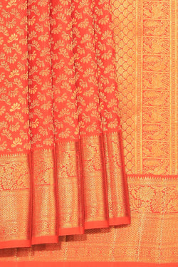 Image of Kanjivaram Silk Orange Saree