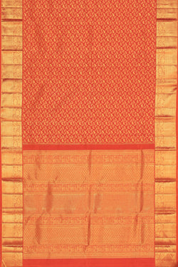 Image of Kanjivaram Silk Orange Saree