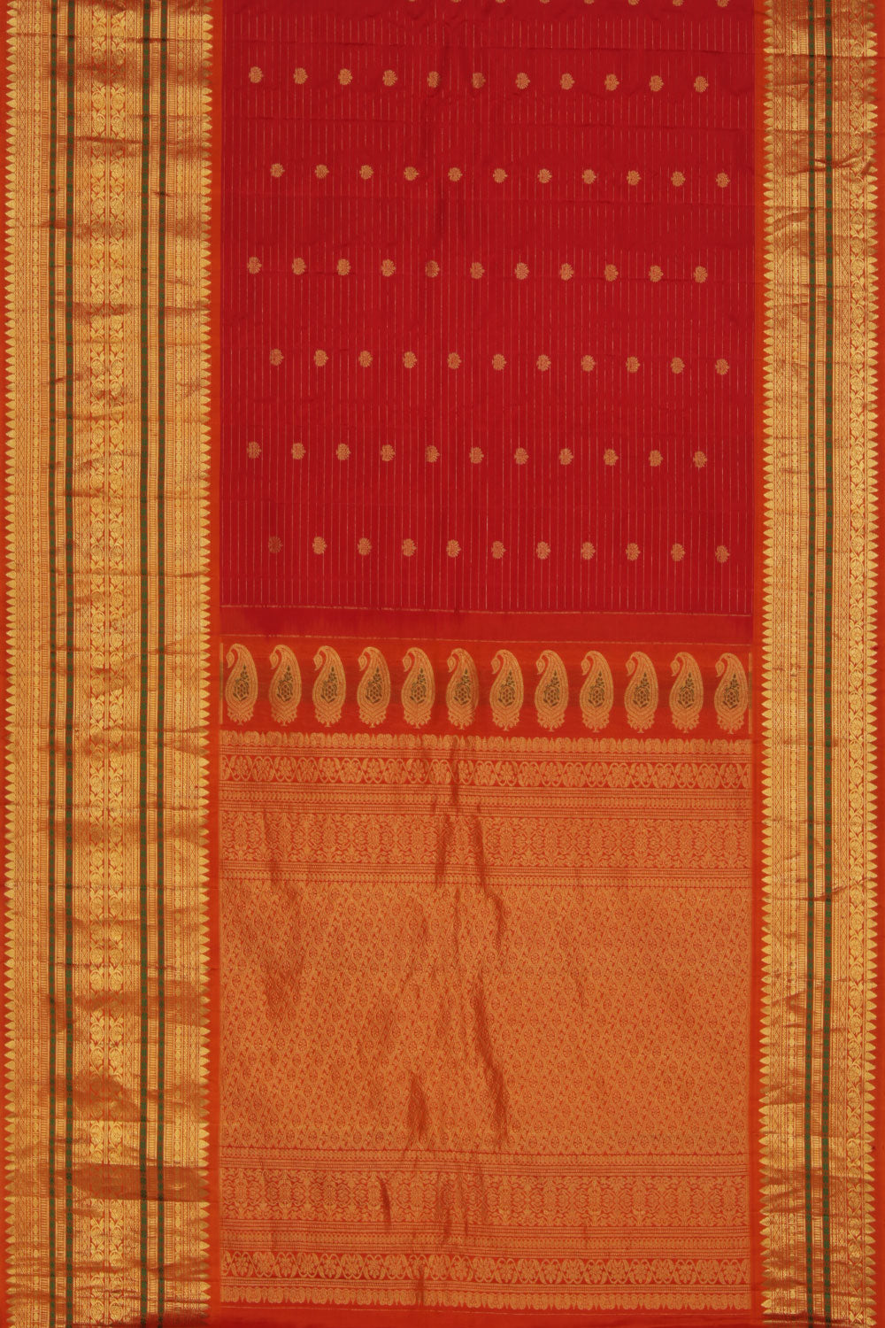 Gadwal Coral Red Saree