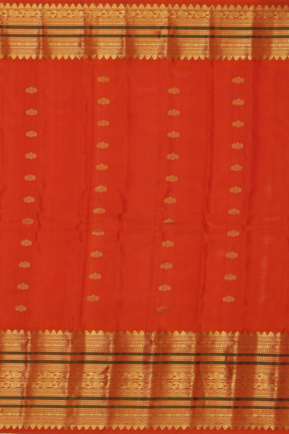 Gadwal Coral Red Saree