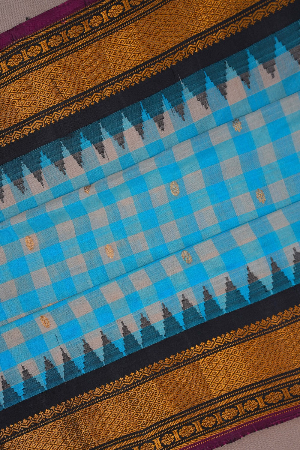 Image of Gadwal Cotton Silk Blue Saree